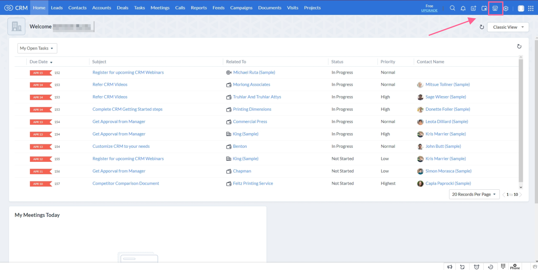 a screenshot from a calling app within a CRM